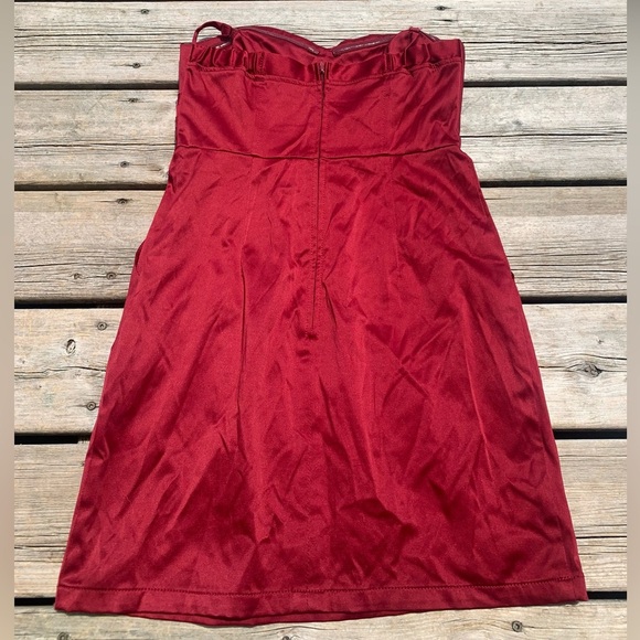 Dynamite Red Strapless Satin Party Dress - Size Small - Size 5 - Picture 2 of 6
